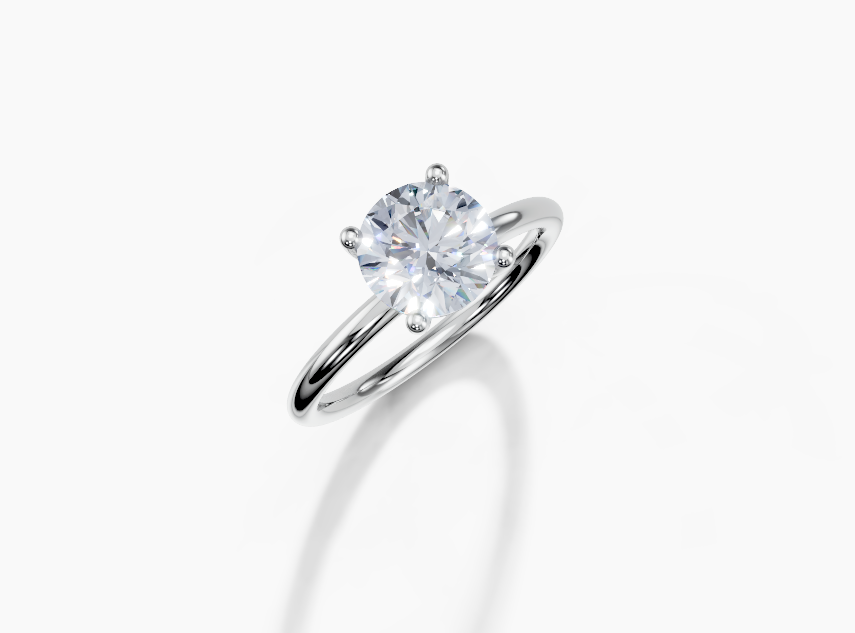18K Round 1.5 Carat E/F VS Plain Plain 4Pr Diamond Ring