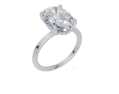 18ct Oval 4.00Carat F/G VS/SI Plain Plain Hidden Halo  Diamond Ring