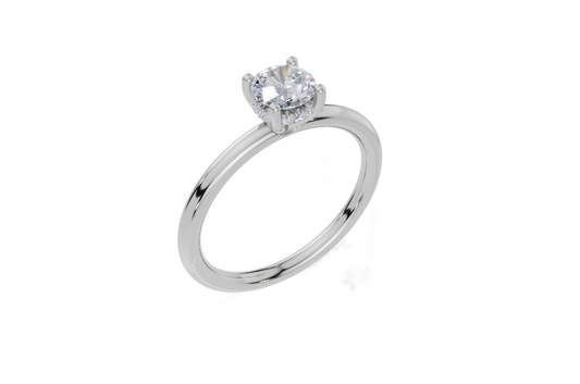 18ct Round 0.30Carat F/G VS/SI Plain Plain Hidden Halo  Diamond Ring