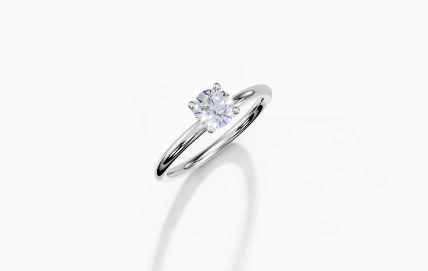 18K Round 0.3 Carat G/H SI Plain Plain 4Pr Diamond Ring