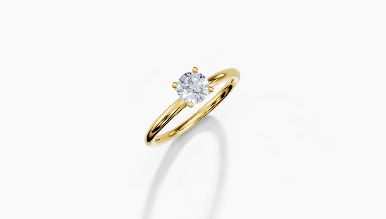 18K Round 0.5 Carat G/H SI Plain Plain 4Pr Diamond Ring