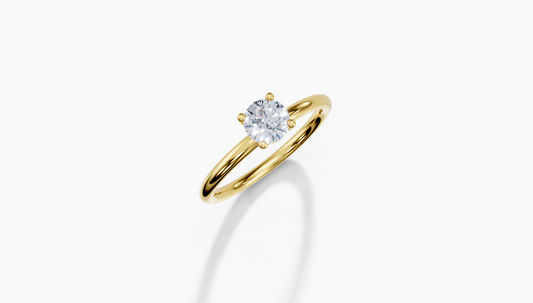18K Round 0.5 Carat G/H SI Plain Plain 4Pr Diamond Ring
