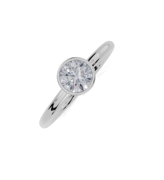 18ct Round 0.30Carat D/E/F-LG VS/VVS Plain Plain Bezel  Diamond Ring