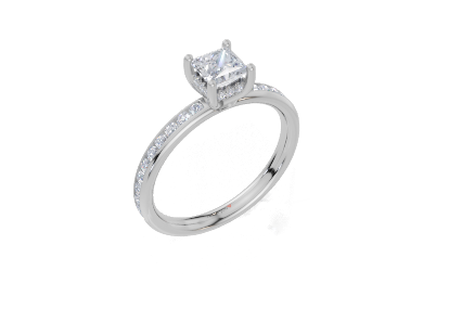 18ct Princess 0.30Carat G/H-CC SI Plain Channel Hidden Halo  Diamond Ring