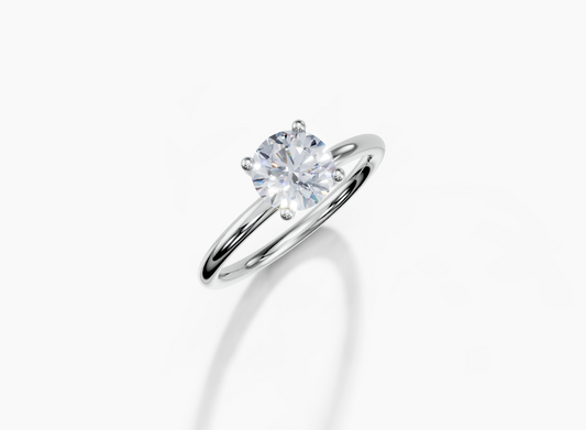 Platinum Round 1 Carat D/E/F VVS Plain Plain 4Pr Diamond Ring