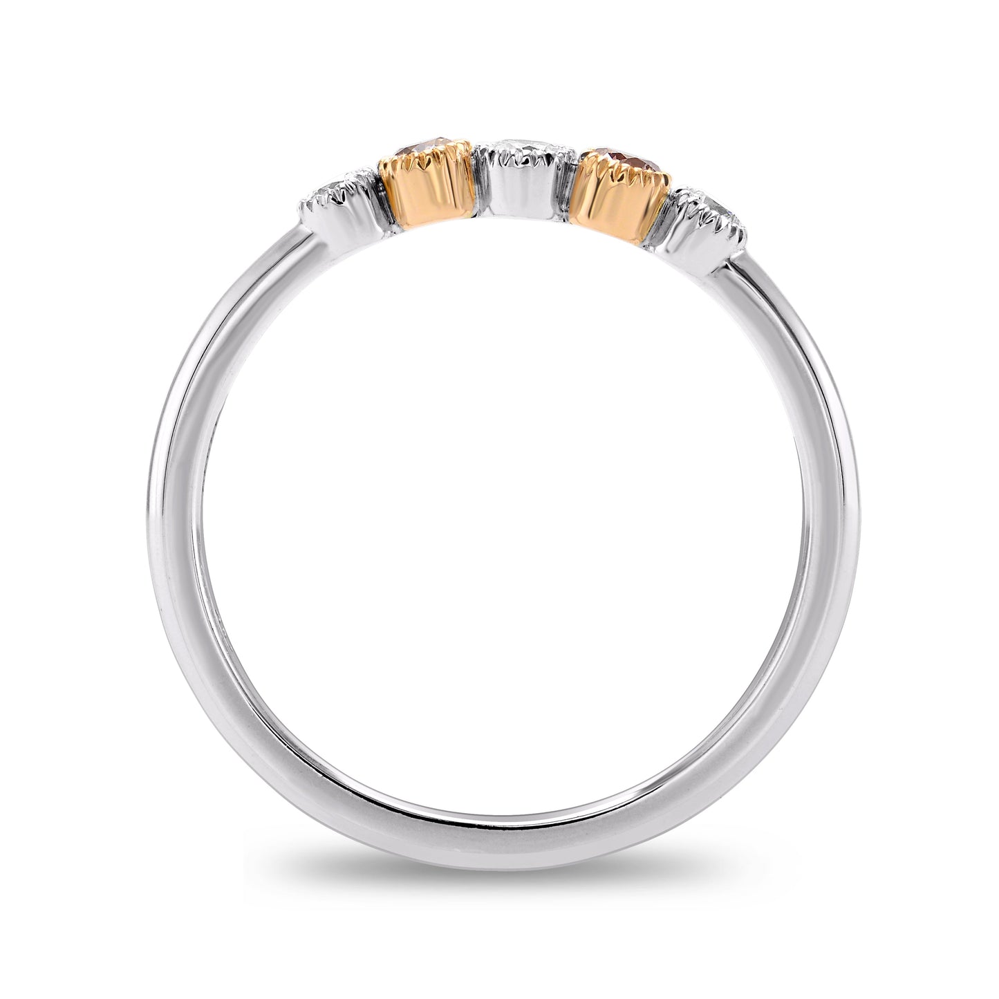Fünfsteiniger rosa-weißer Diamantring