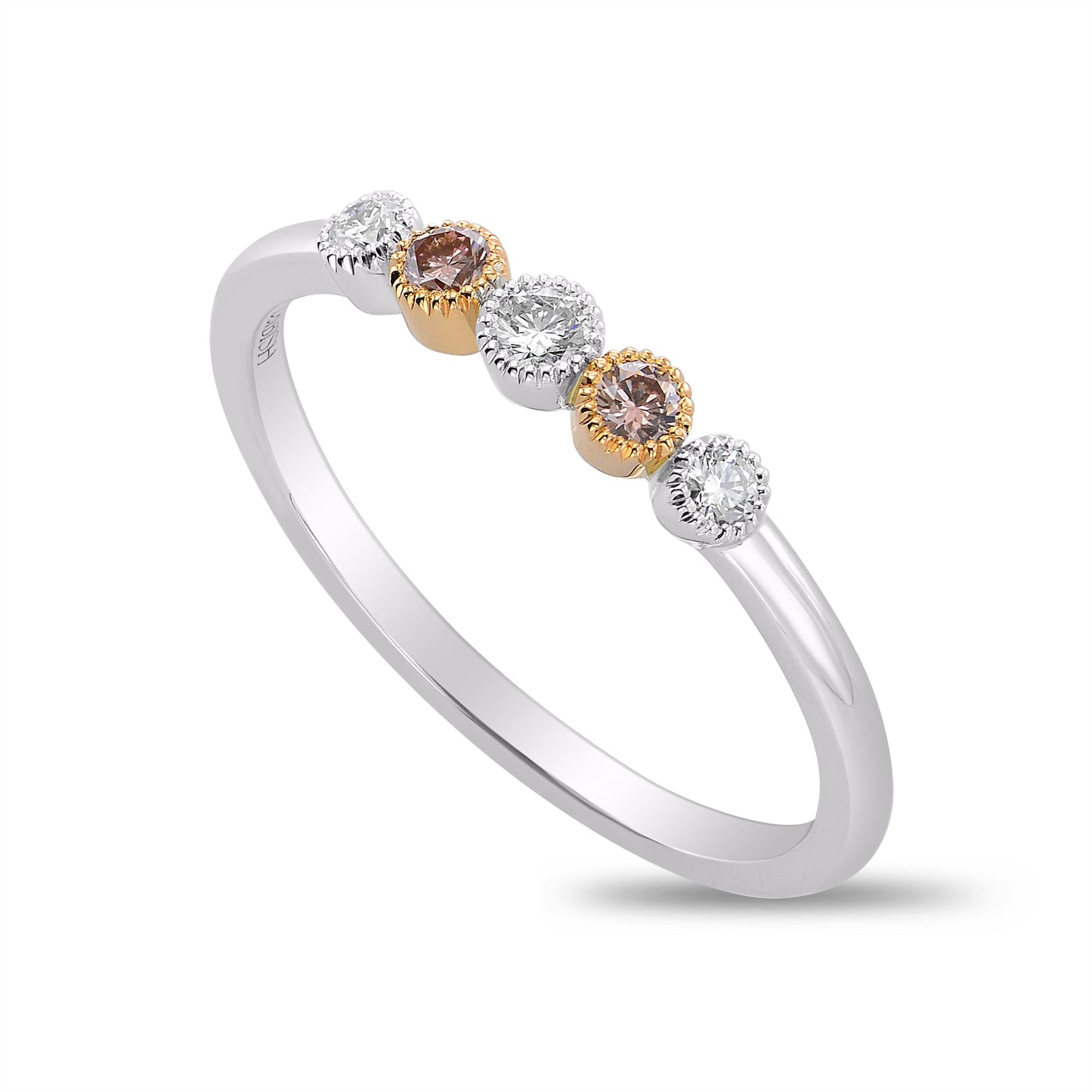 Fünfsteiniger rosa-weißer Diamantring