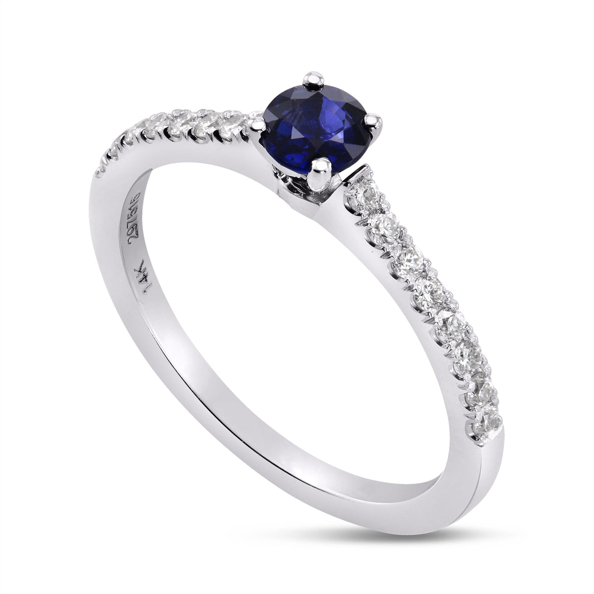 Runder Verlobungsring mit Saphir und Diamanten