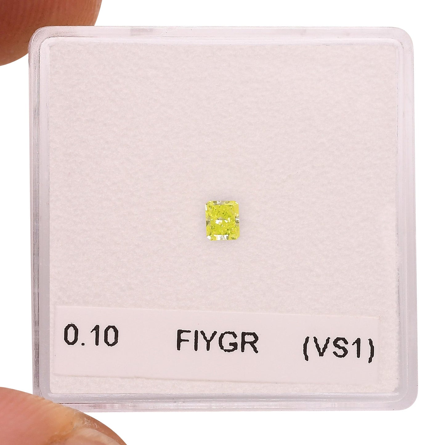 0,10 Karat Fancy Intense Yellow Green Radiant (VS1) GIA