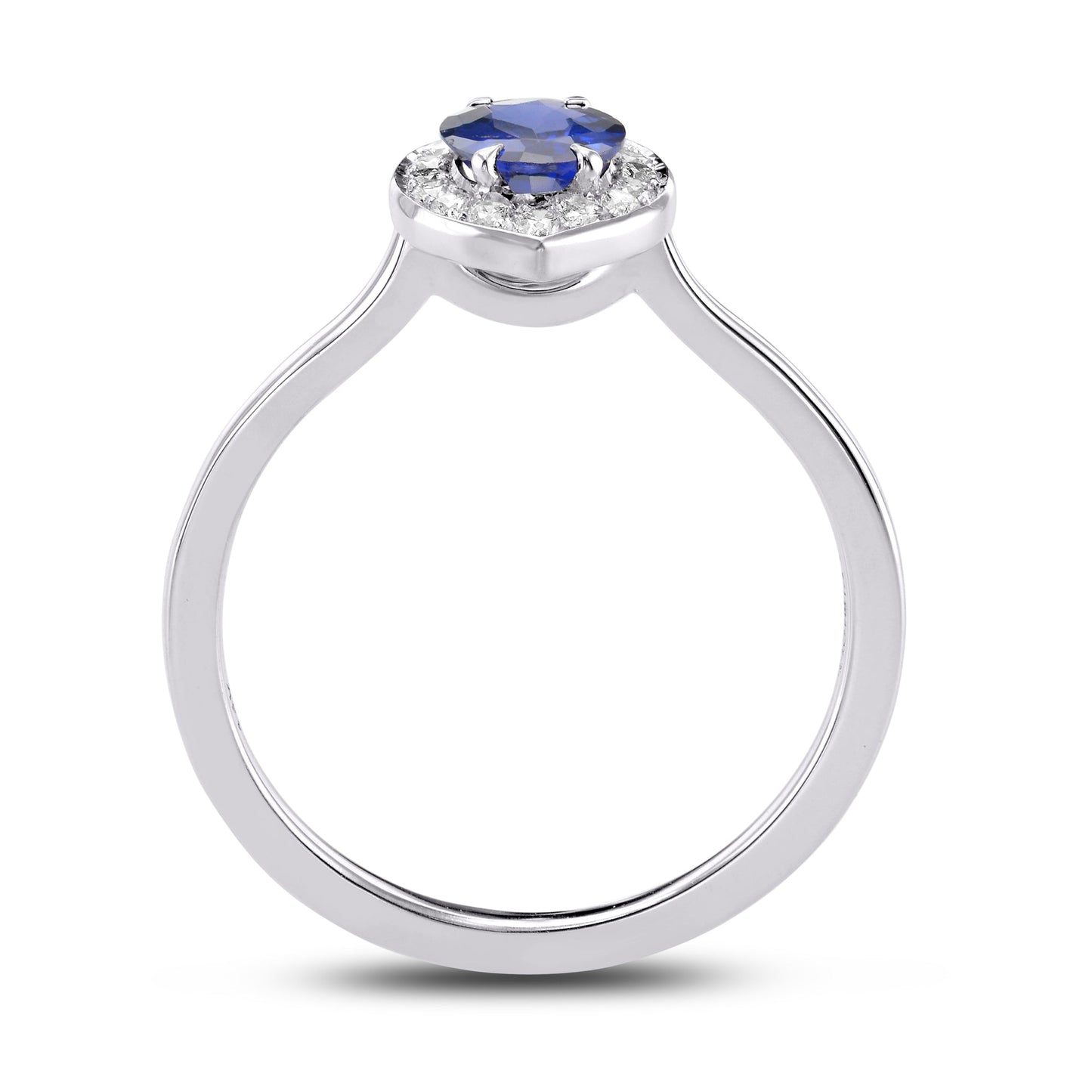 Ovaler Saphir- und Diamant-Halo-Ring