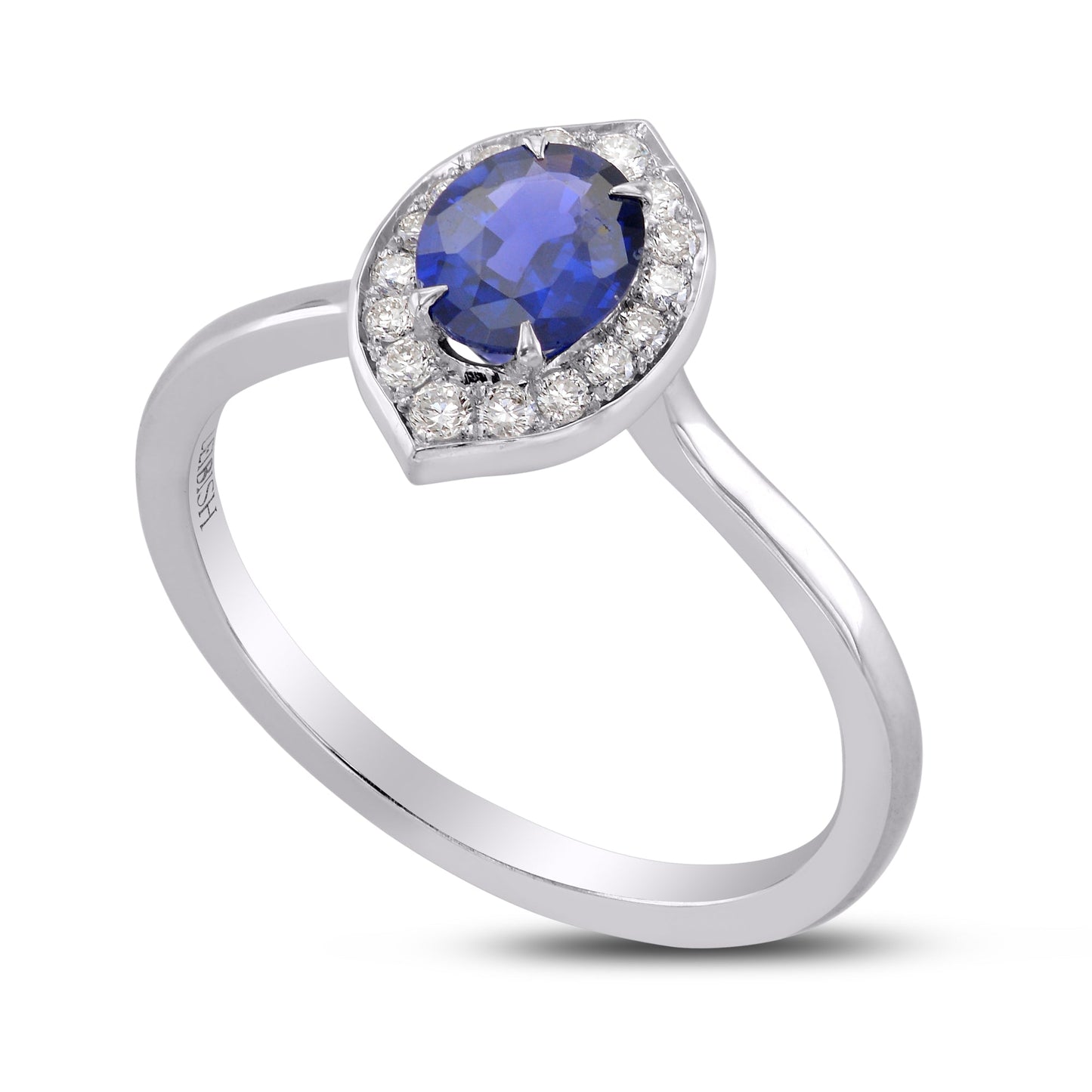 Ovaler Saphir- und Diamant-Halo-Ring