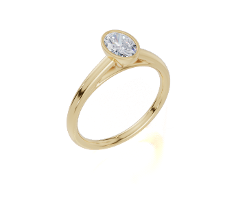 18ct Oval 0.50Carat E/F-CC VS Cathedral Plain Bezel  Diamond Ring