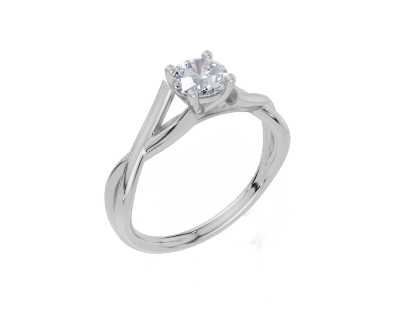 18ct Round 0.30Carat G/H-CC SI Twisted Plain 4Pr  Diamond Ring