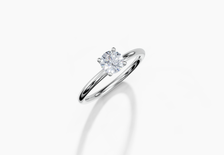 18K Round 0.3 Carat G/H SI Plain Plain 4Pr Diamond Ring