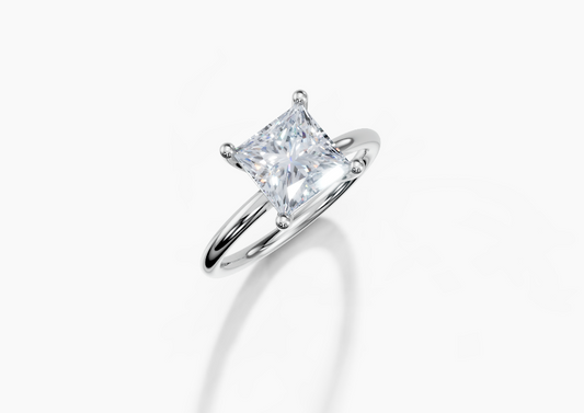 18K Princess 2 Carat G/H SI Plain Plain 4Pr Diamond Ring