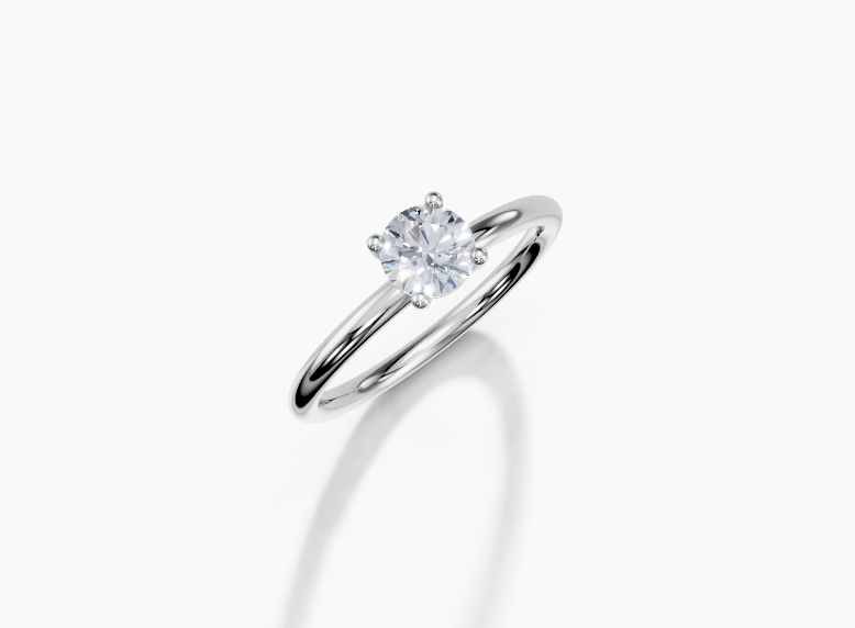 18K Round 0.3 Carat G/H SI Plain Plain 4Pr Diamond Ring