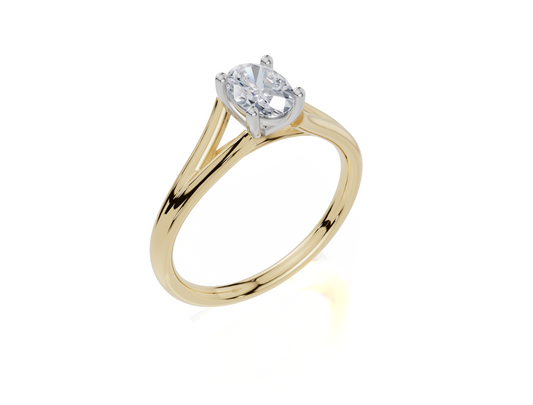 18ct Oval 0.50Carat D/E/F-LG VS/VVS Split Plain 4Pr  Diamond Ring