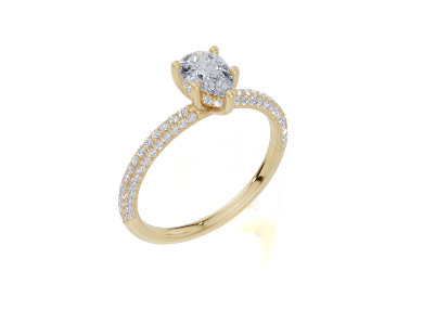 18ct Pear 0.50Carat F/G VS/SI Plain U Micro Hidden Halo  Diamond Ring