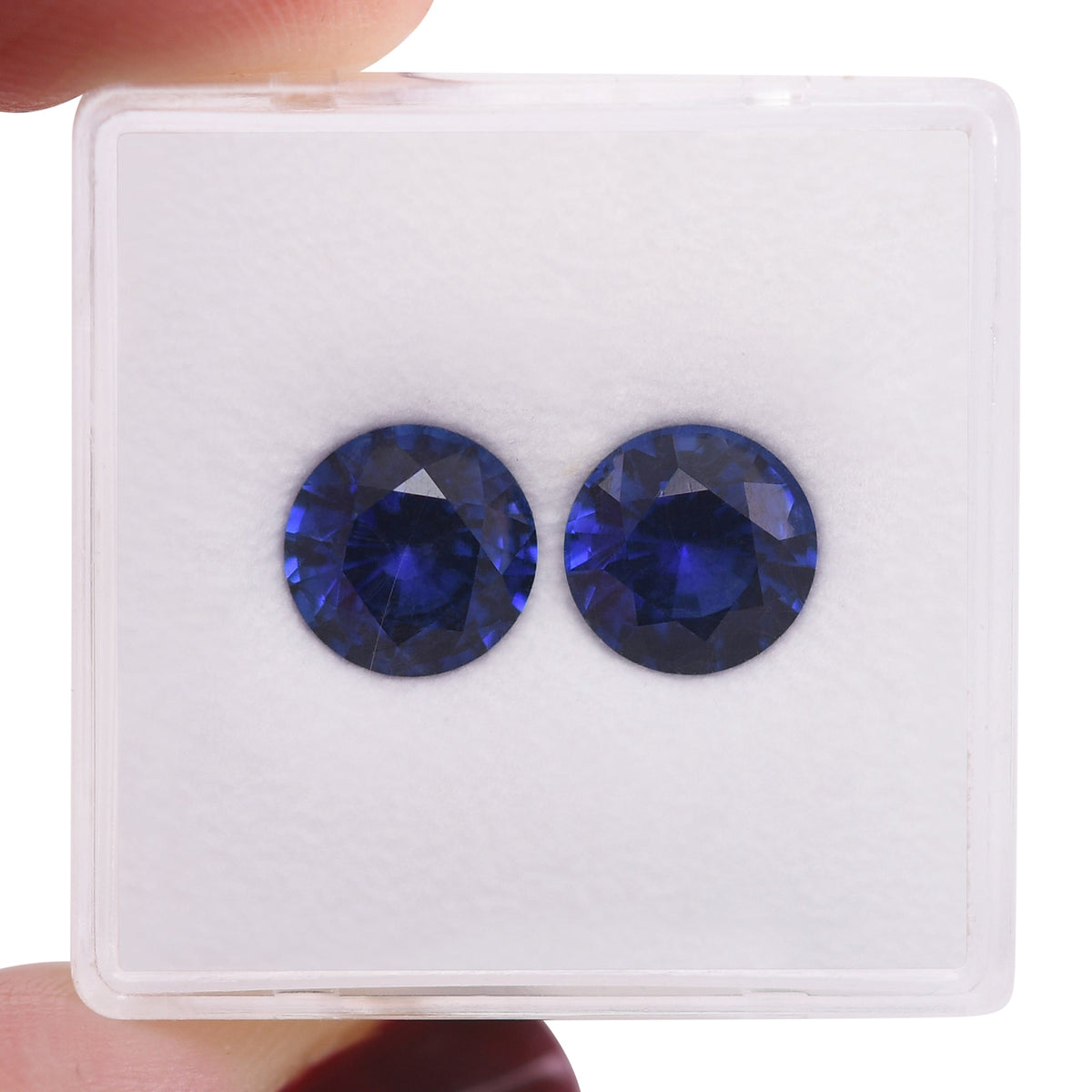 3,97 Karat blaue runde Saphire aus Sri Lanka (Paare)