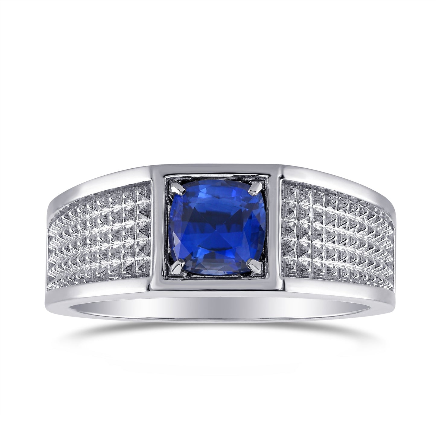 Blue Sapphire Cushion Men's Ring