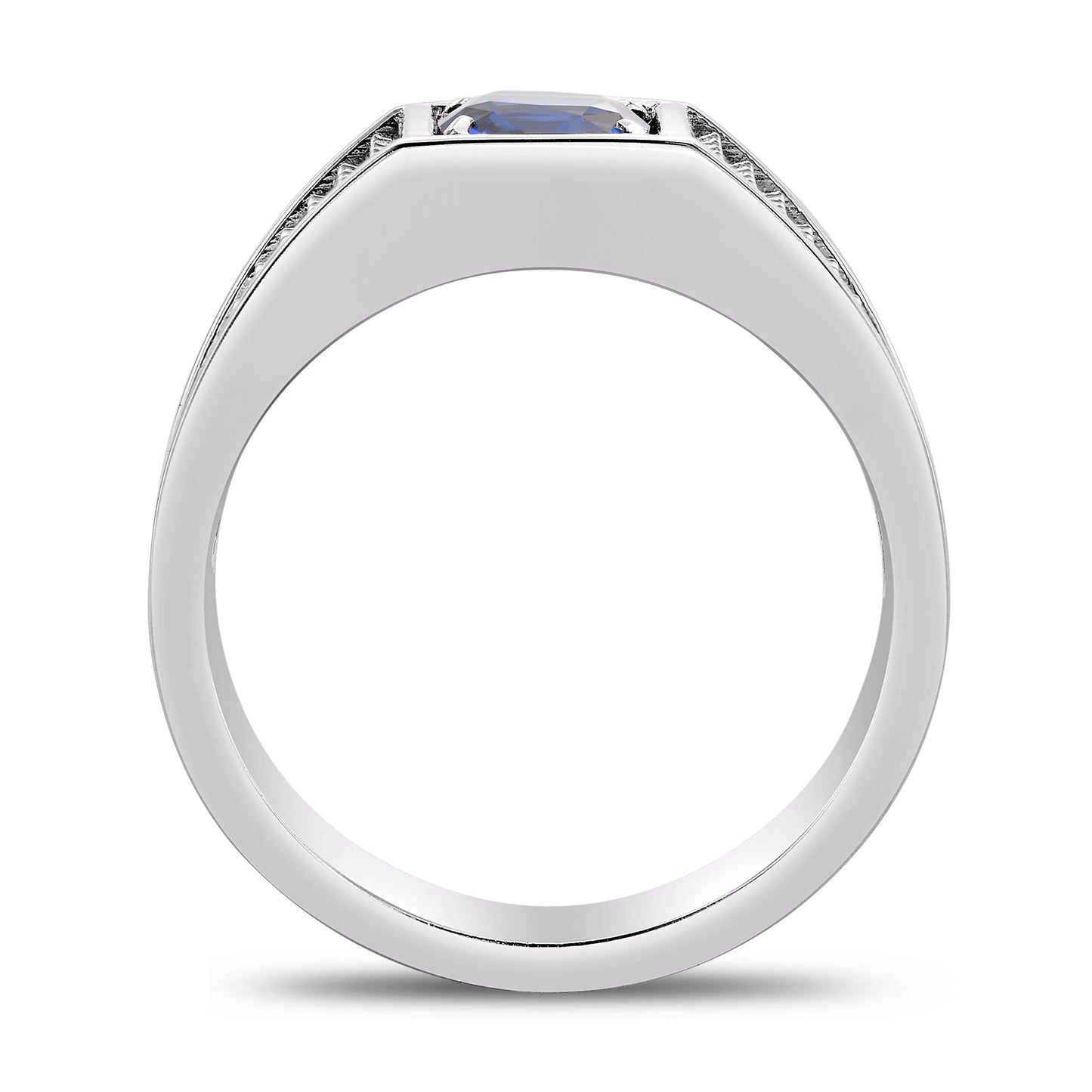 Blue Sapphire Cushion Men's Ring