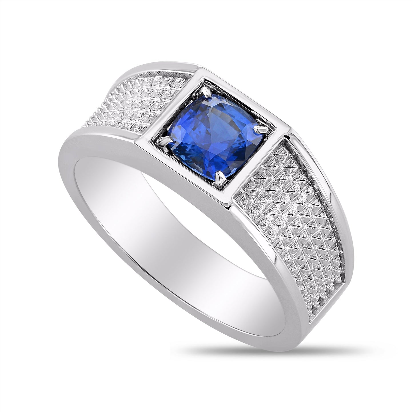 Blue Sapphire Cushion Men's Ring