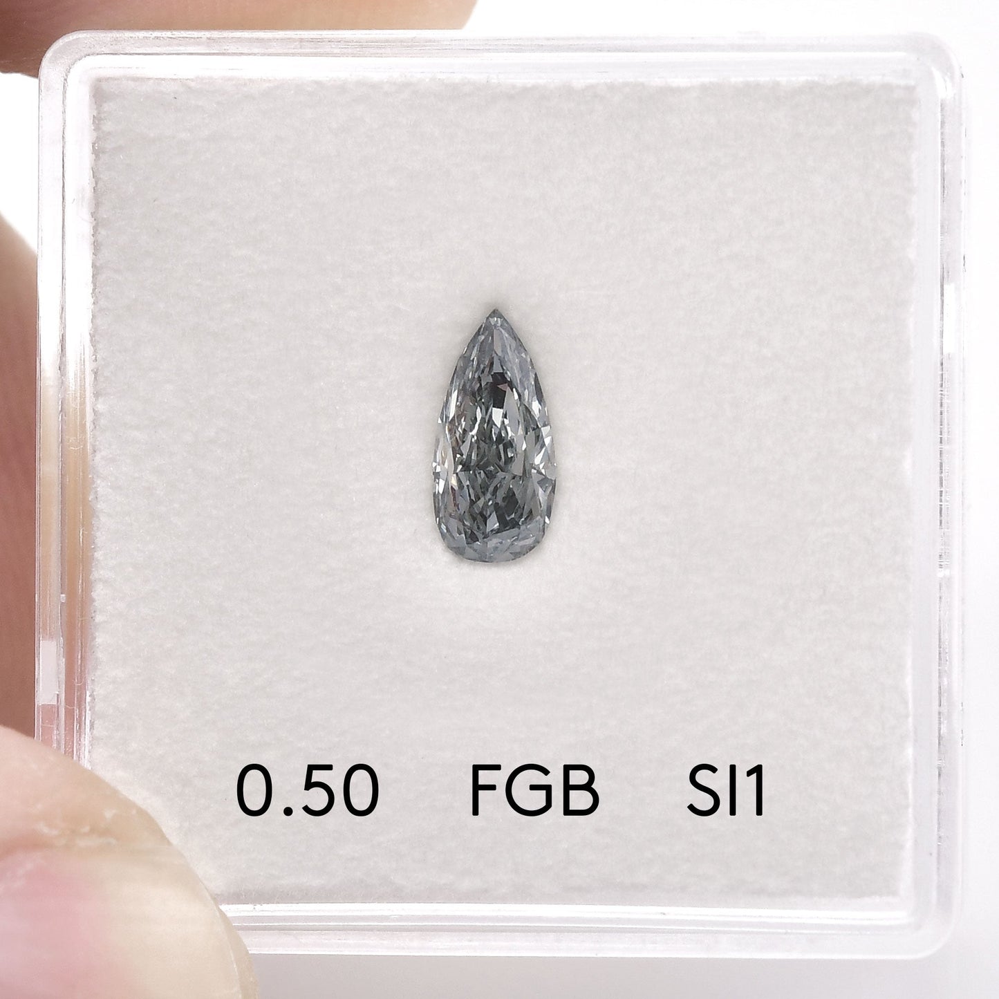 0,50 Karat Fancy Gray Blue Birnenförmiger Diamant SI1 GIA