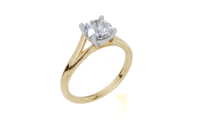 18ct Round 1.00Carat E/F-CC VS Split Plain 4Pr  Diamond Ring