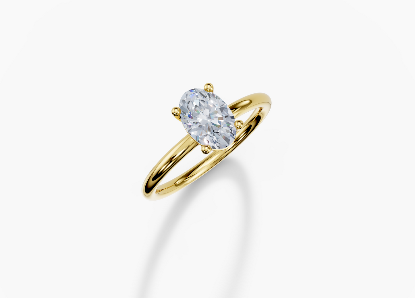 18K Oval 1 Carat F/G VS/SI Plain Plain 4Pr Diamond Ring