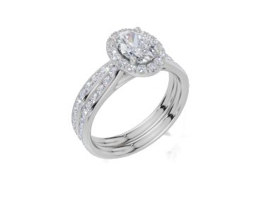 18ct Oval 0.75Carat D/E/F-RA VS/VVS Cathedral Channel Single Halo  Diamond Ring