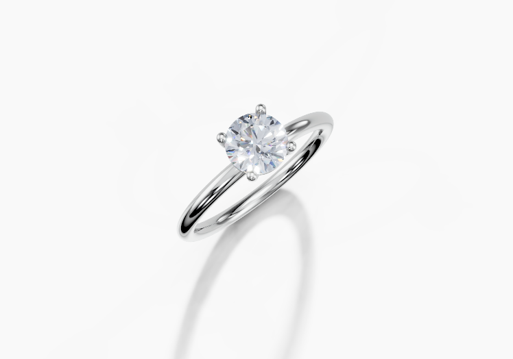 18K Round 0.7 Carat G/H SI Plain Plain 4Pr Diamond Ring