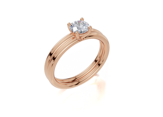 18ct Round 0.30Carat G/H-CC SI Plain Plain 4Pr  Diamond Ring