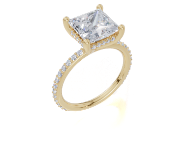 18ct Princess 3.00Carat F/G VS/SI Plain Plate Prong Hidden Halo  Diamond Ring