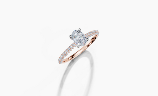 18K Oval 0.5 Carat G/H SI Plain U Micro 4Pr Diamond Ring