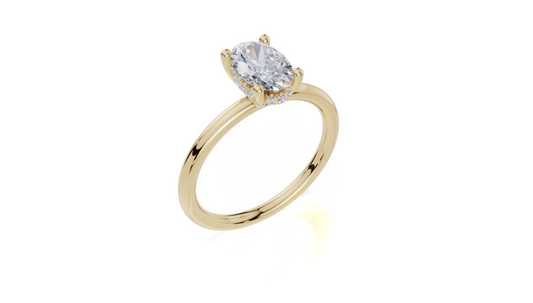 18ct Oval 1.00Carat D/E/F-LG VS/VVS Plain Plain Hidden Halo  Diamond Ring