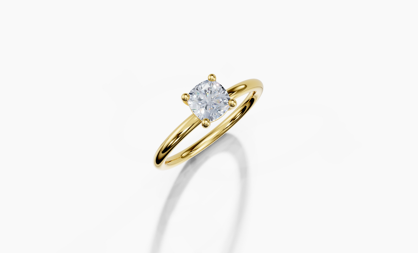 18K Cushion 0.7 Carat D/E/F VVS Plain Plain 4Pr Diamond Ring