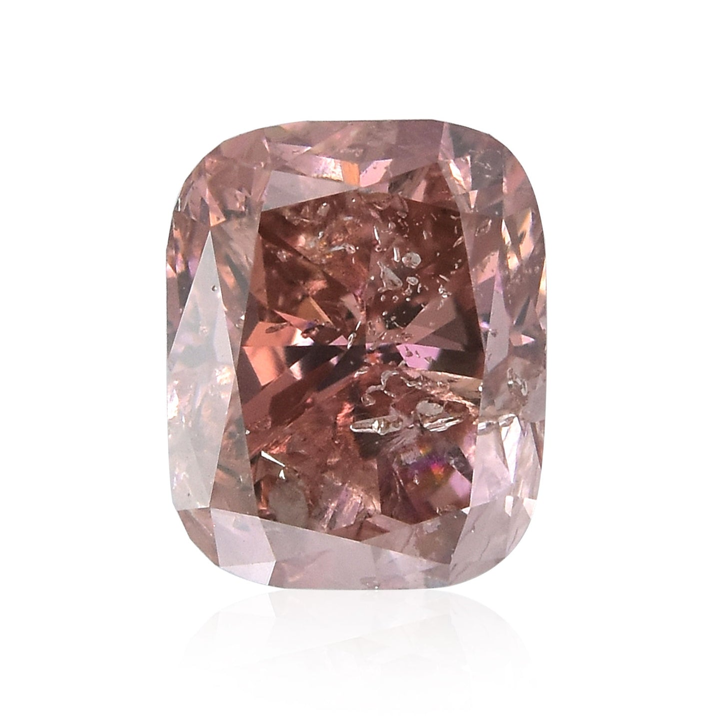 0,82 Karat Fancy Deep Orange Pink Cushion Diamant (I1) GIA