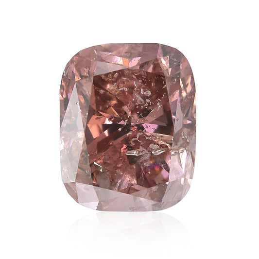 0.82 Carat Fancy Deep Orangy Pink Cushion Diamond (I1) GIA