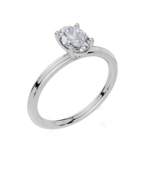 18ct Oval 0.75Carat G/H-CC SI Plain Plain 4Pr  Diamond Ring