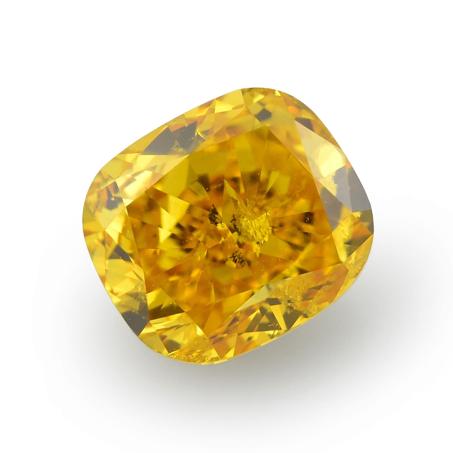 1,02 Karat Fancy Vivid Yellow Orange Cushion Diamond (I1) GIA