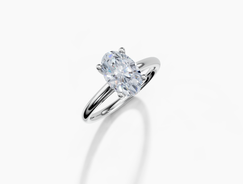 Platinum Oval 1.5 Carat D/E/F VS/VVS Cathedral Plain Hidden Halo Diamond Ring