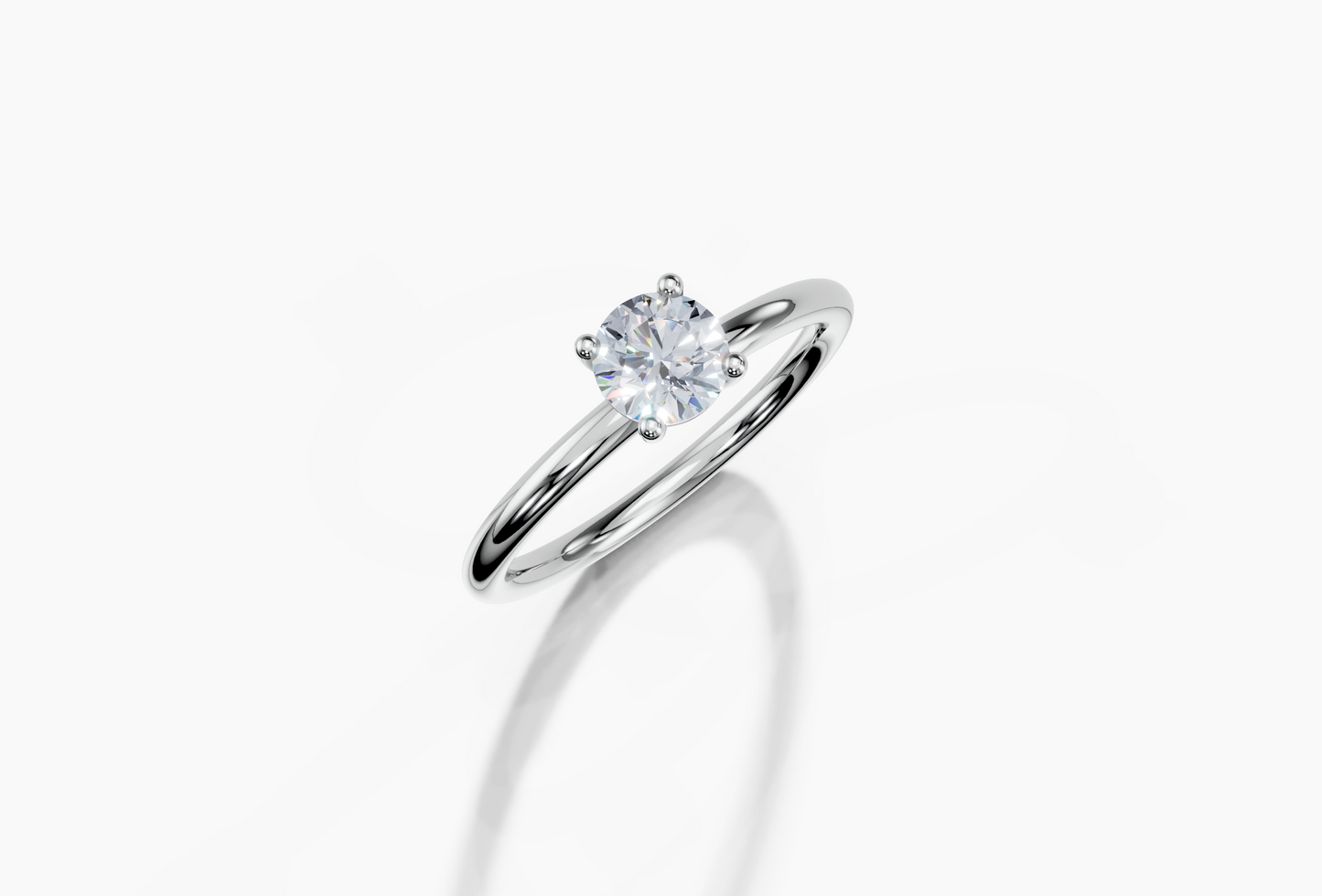 18K Round 0.3 Carat G/H SI Plain Plain 4Pr Diamond Ring