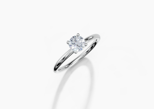 18K Round 0.3 Carat G/H SI Plain Plain 4Pr Diamond Ring