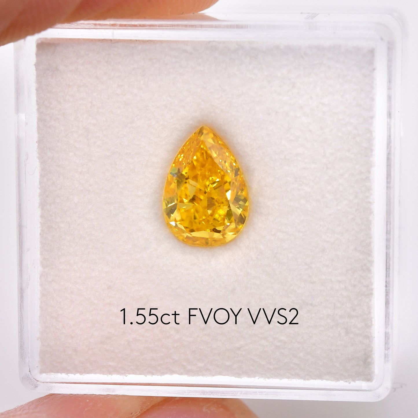 1,55 Karat Fancy Vivid Orange Yellow Birnenförmiger Diamant VVS2 GIA