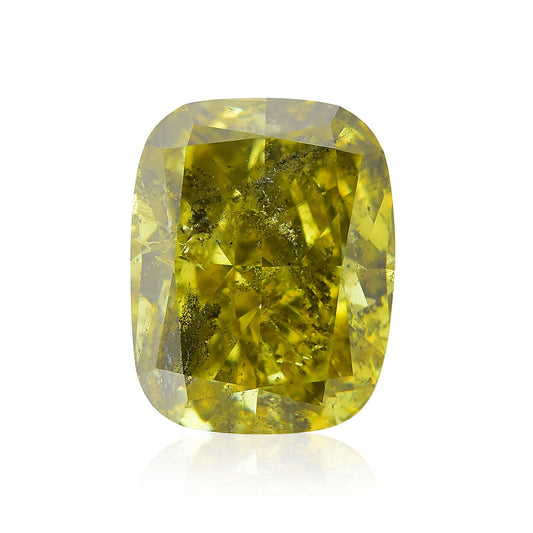 1,05 Karat Fancy Deep Brownish Greenish Yellow Cushion Diamond (I2) GIA