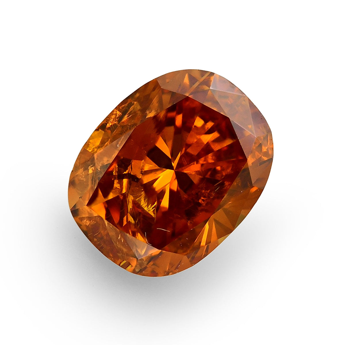 0.71 Carat Fancy Deep Yellowish Orange Cushion Diamond (I2) GIA