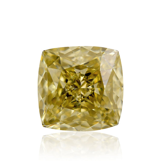 1,29 Karat Fancy Deep Brownish Greenish Yellow Cushion Diamond VVS2 GIA
