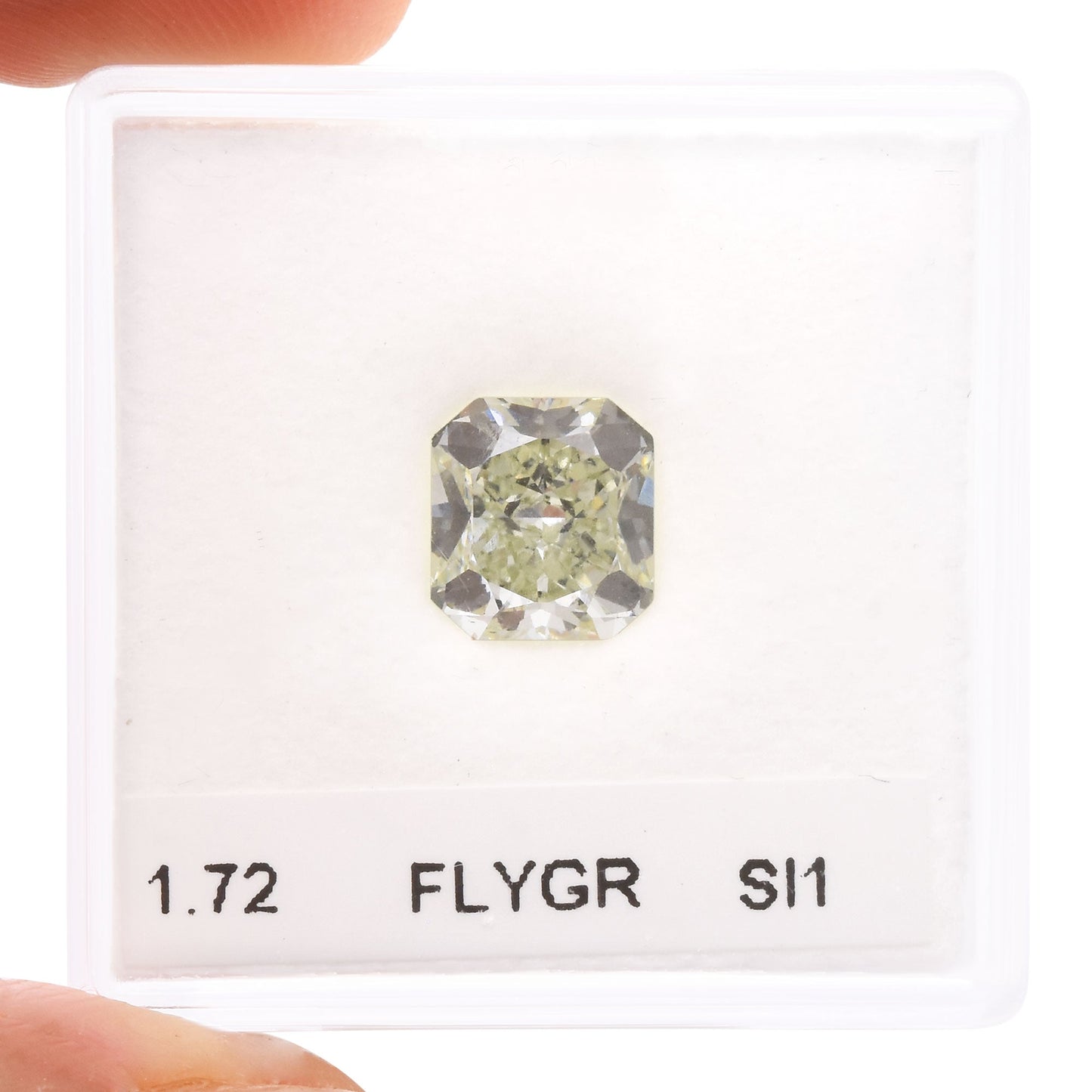 1,72 Karat Fancy Light Yellow Green Radiant Diamant SI1 GIA