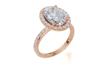 18ct Oval 3.00Carat F/G VS/SI Plain Channel Single Halo  Diamond Ring