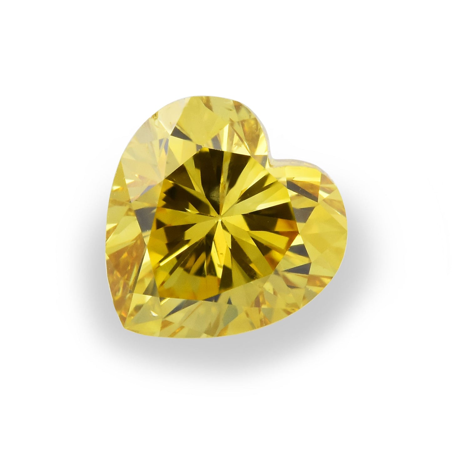 0.58 Carat Fancy Deep Yellow HEART Diamond (I1) GIA